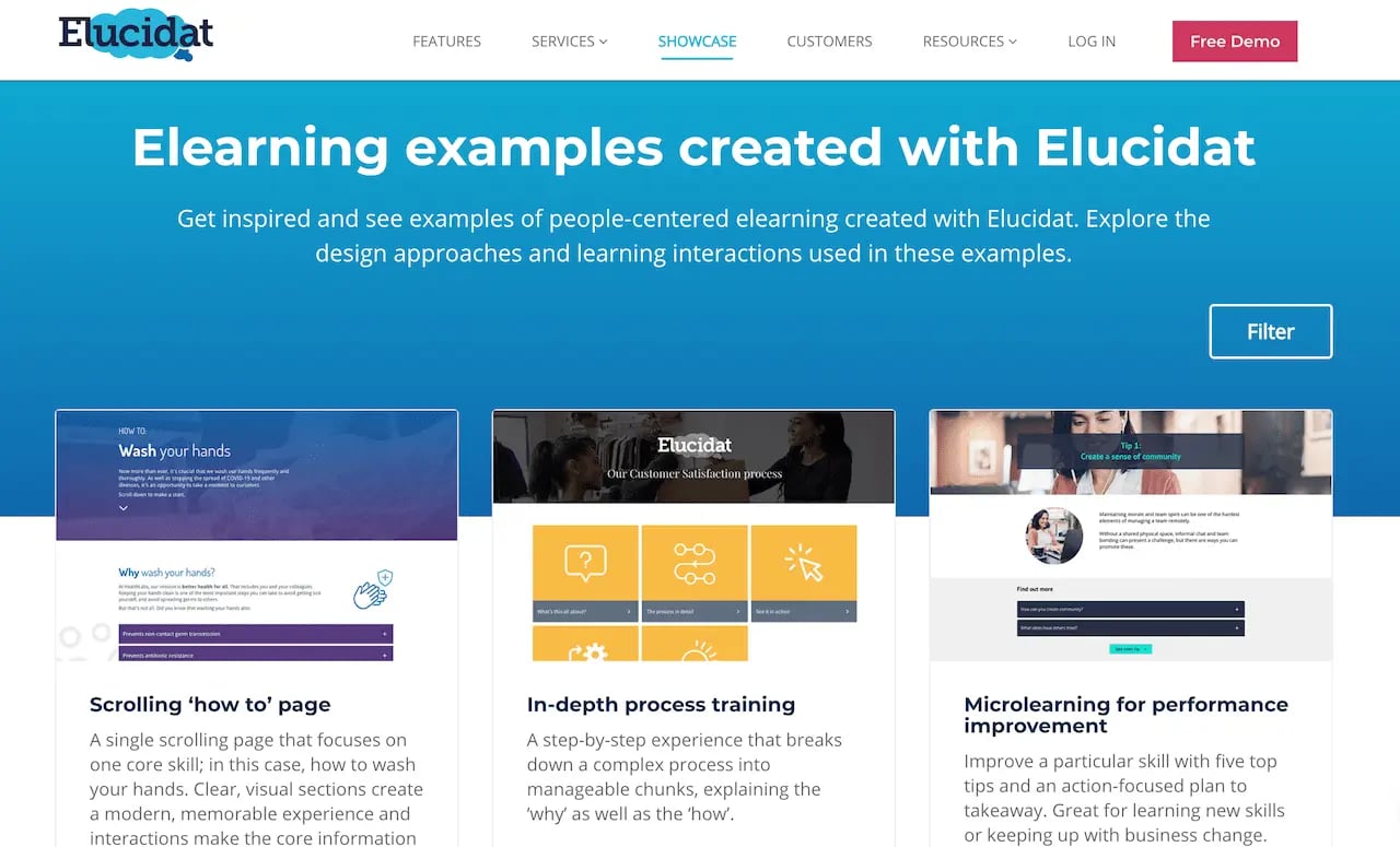 Elucidat is een auteurstool waarmee u e-learninginhoud van hoge kwaliteit kunt ontwerpen. 