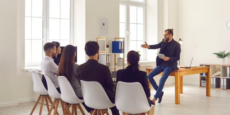 Group of employees learning